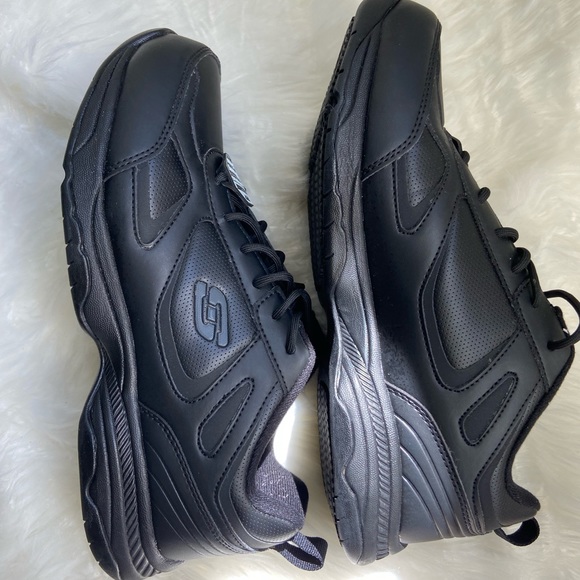 Skechers Shoes | Black Skechers Shoes Slip Resistant Memory Foam Work 77111 Men Relaxed EH Safety | Color: Black | Size: 8.5 | Ella2518's Closet
